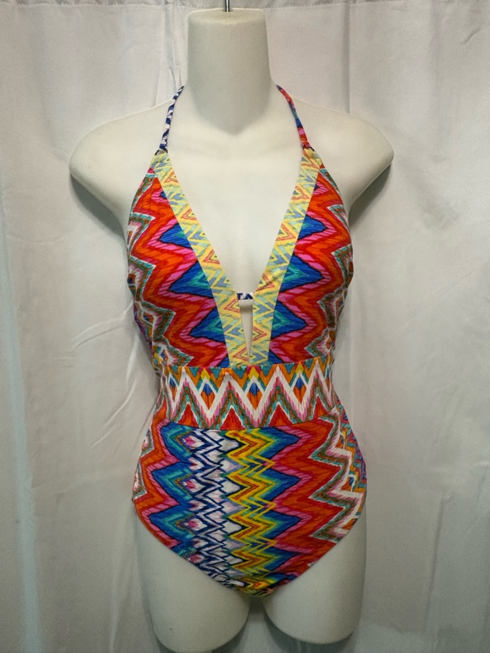 Nanette Lepore Multicolor Zigzag Halter One-Piece
